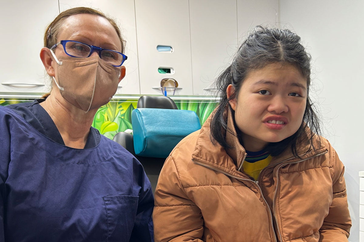 Patient with dentist